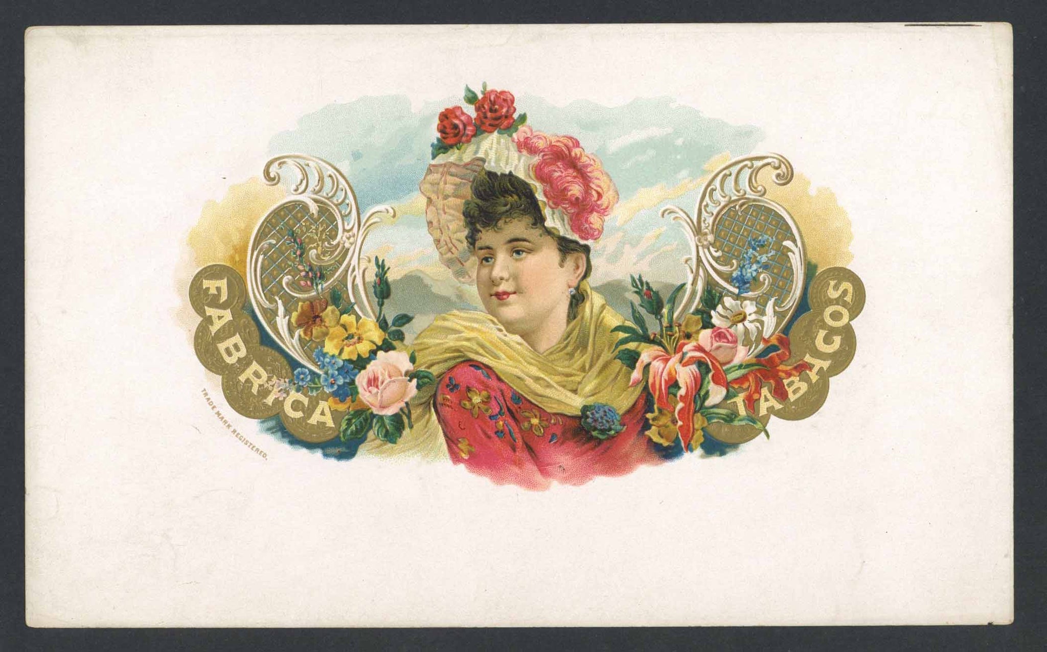 Stock Inner Cigar Box Label, woman wearing a hat