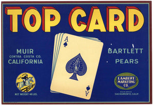 Top Card Brand Vintage Contra Costa County California Pear Crate Label