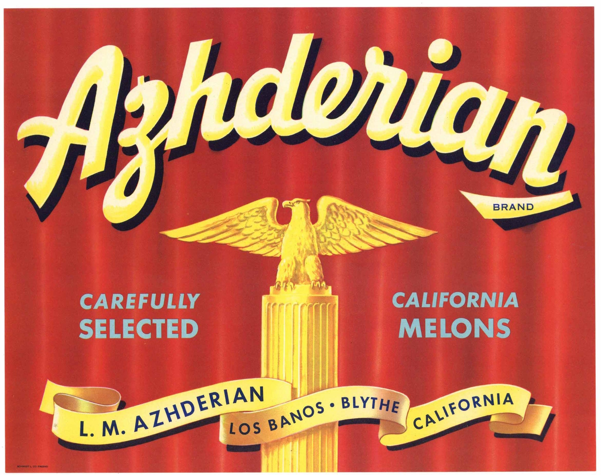 Azhaderian Brand Vintage Los Banos California Melon Crate Label
