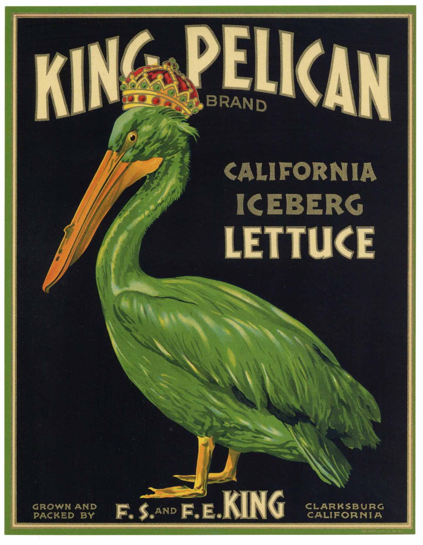 King Pelican Brand Vintage Vegetable Crate Label – thelabelman