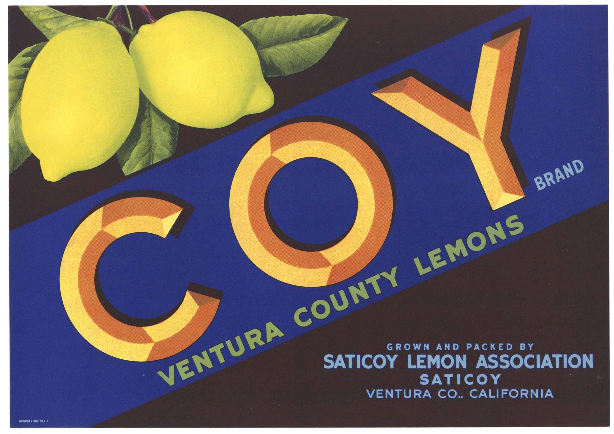 Coy Brand Vintage Ventura County Lemon Crate Label – thelabelman