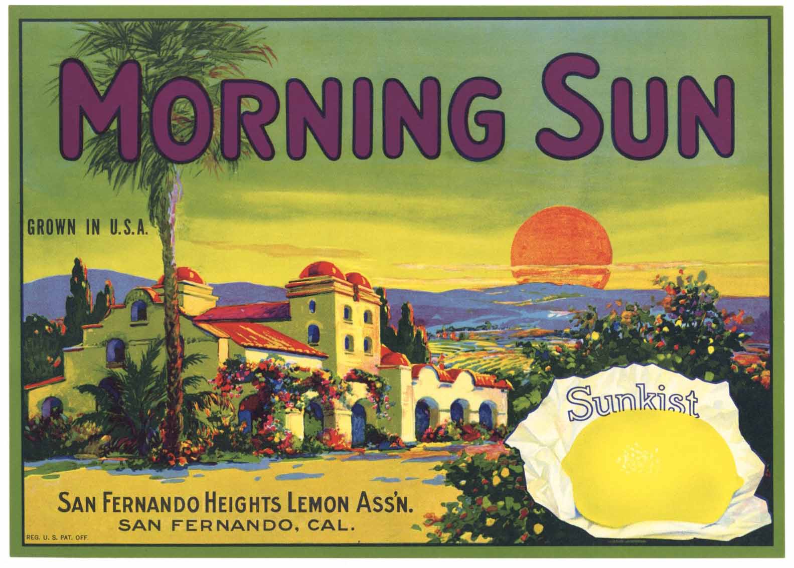 Morning Sun Brand Vintage San Fernando Lemon Crate Label – thelabelman