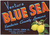 Blue Sea Brand Vintage Ventura County Lemon Crate Label