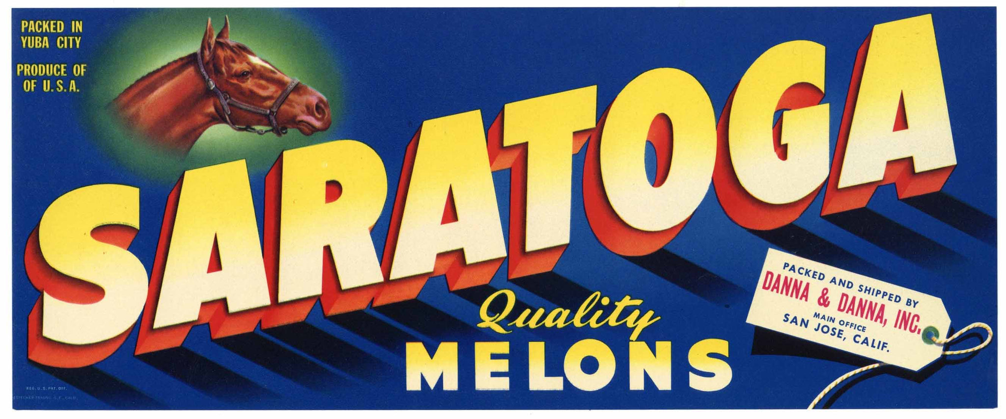 Saratoga Brand Vintage Yuba City Melon Crate Label