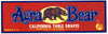 Agra Bear Brand Vintage Reedley Grape Crate Label