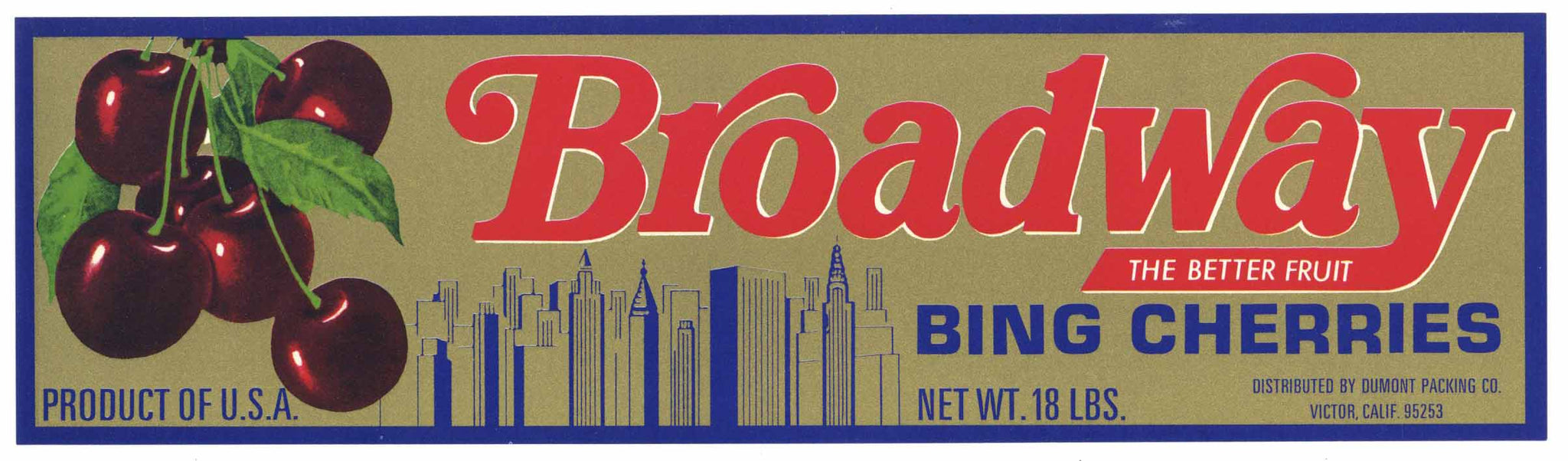 Broadway Brand Vintage Cherry Crate Label