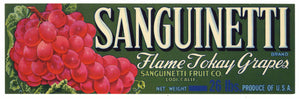Sanguinetti Brand Vintage Lodi Tokay Grape Crate Label