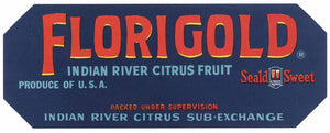 Florigold Brand Vintage  Florida Citrus Crate Label, str