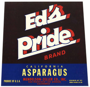 Ed's Pride Brand Vintage Asparagus Crate Label
