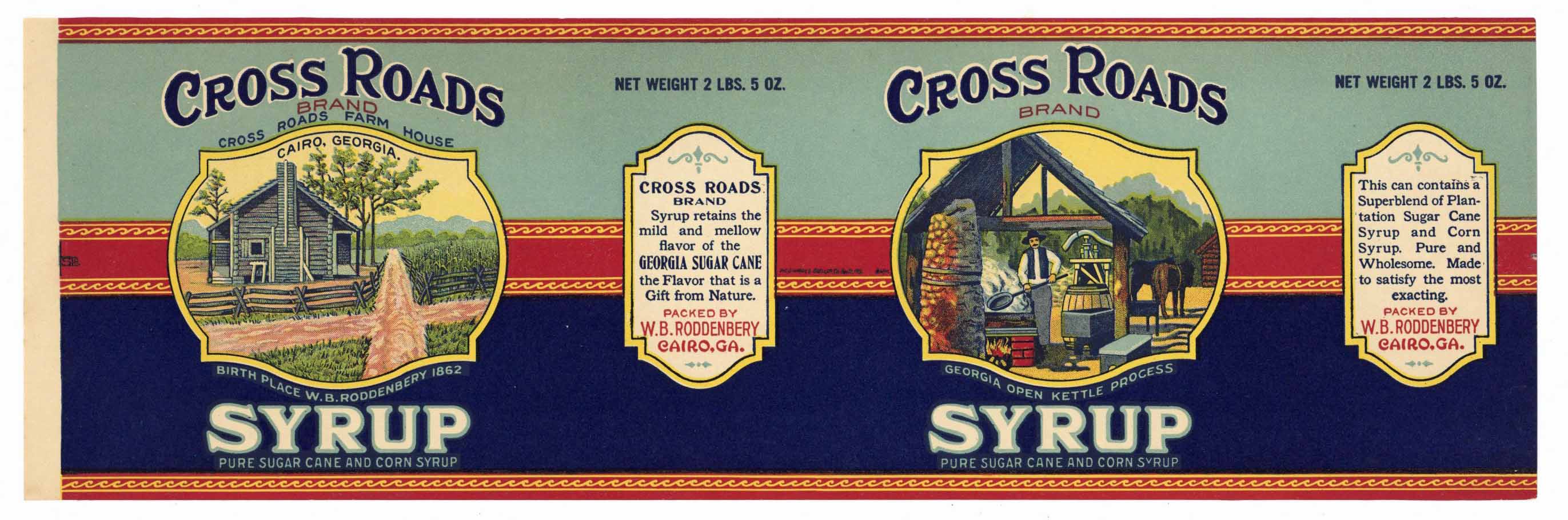 Cross Roads Brand Vintage Georgia Cane Syrup Can Label – thelabelman