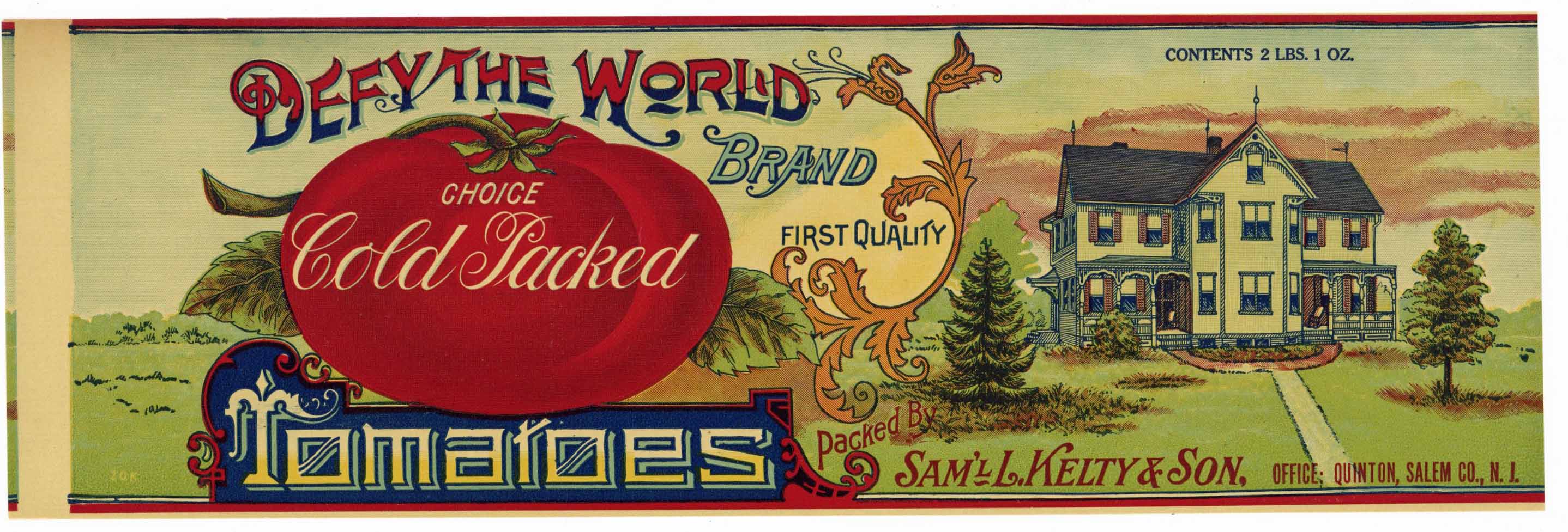 Defy The World Brand Vintage New Jersey Tomato Can Label, L