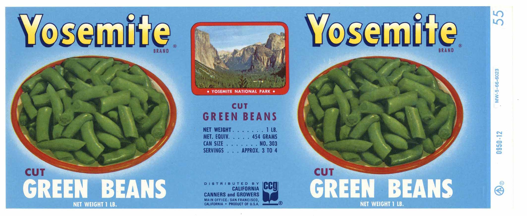 Yosemite Brand Vintage Green Beans Can Label thelabelman