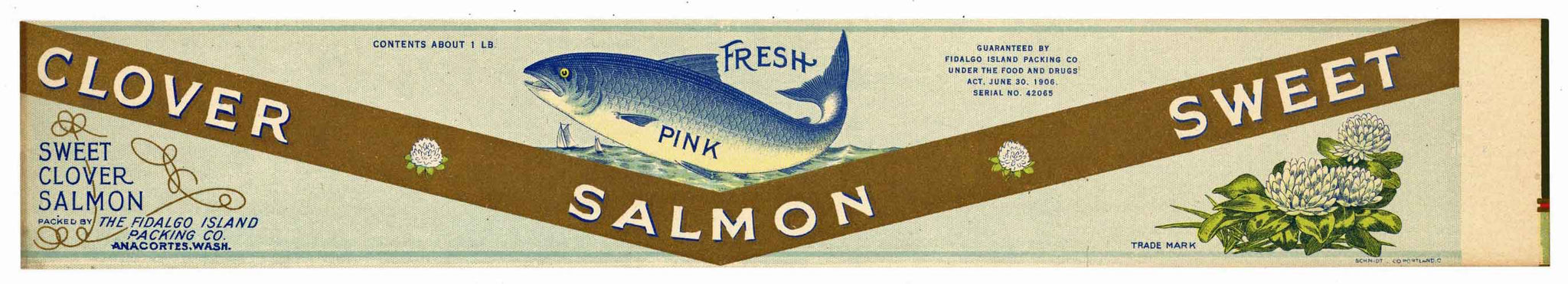 Clover Brand Vintage Salmon Can Label, large flat