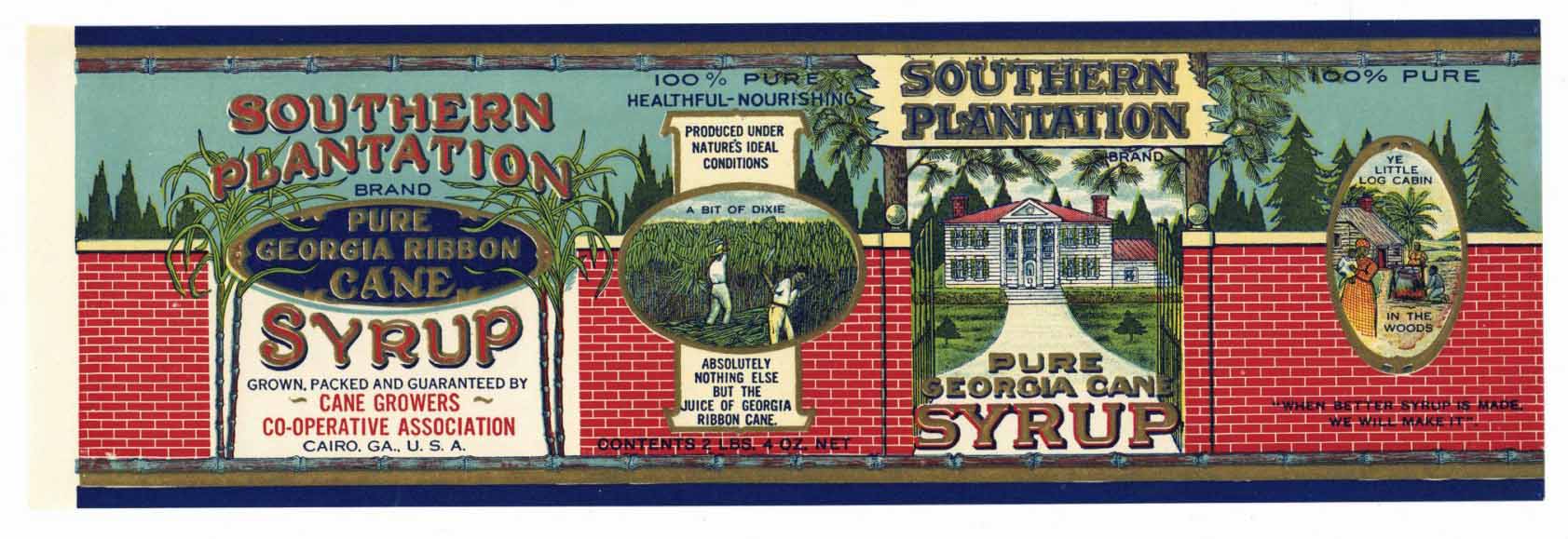 Southern Plantation Brand Vintage Cario Georgia Syrup Can Label
