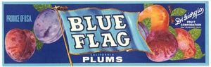 Blue Flag Brand Vintage Plum Crate Label