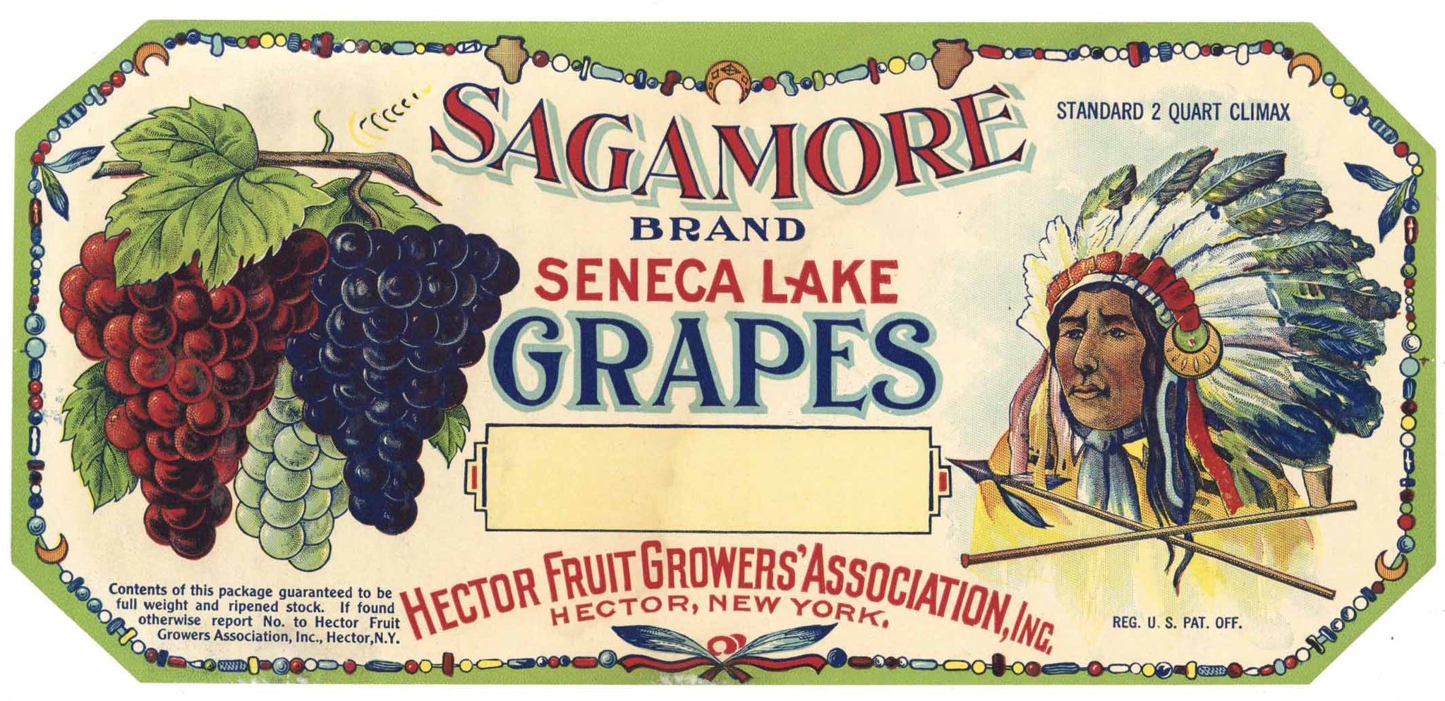 Sagamore Brand Vintage Hector New York Grape Crate Label