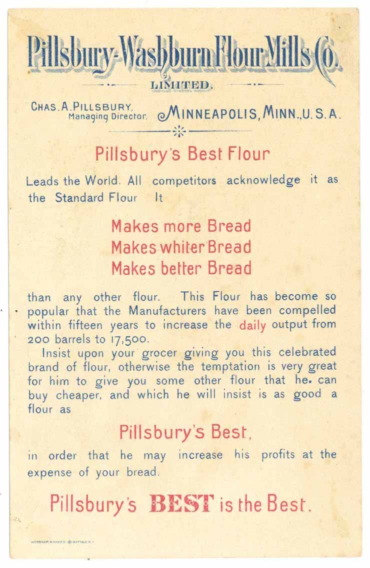 Victorian Trade Card, Pillsbury Flower, Minneapolis Minnesota thelabelman