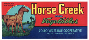 Horse Creek Brand Vintage Zolfo Springs Florida Produce Crate Label