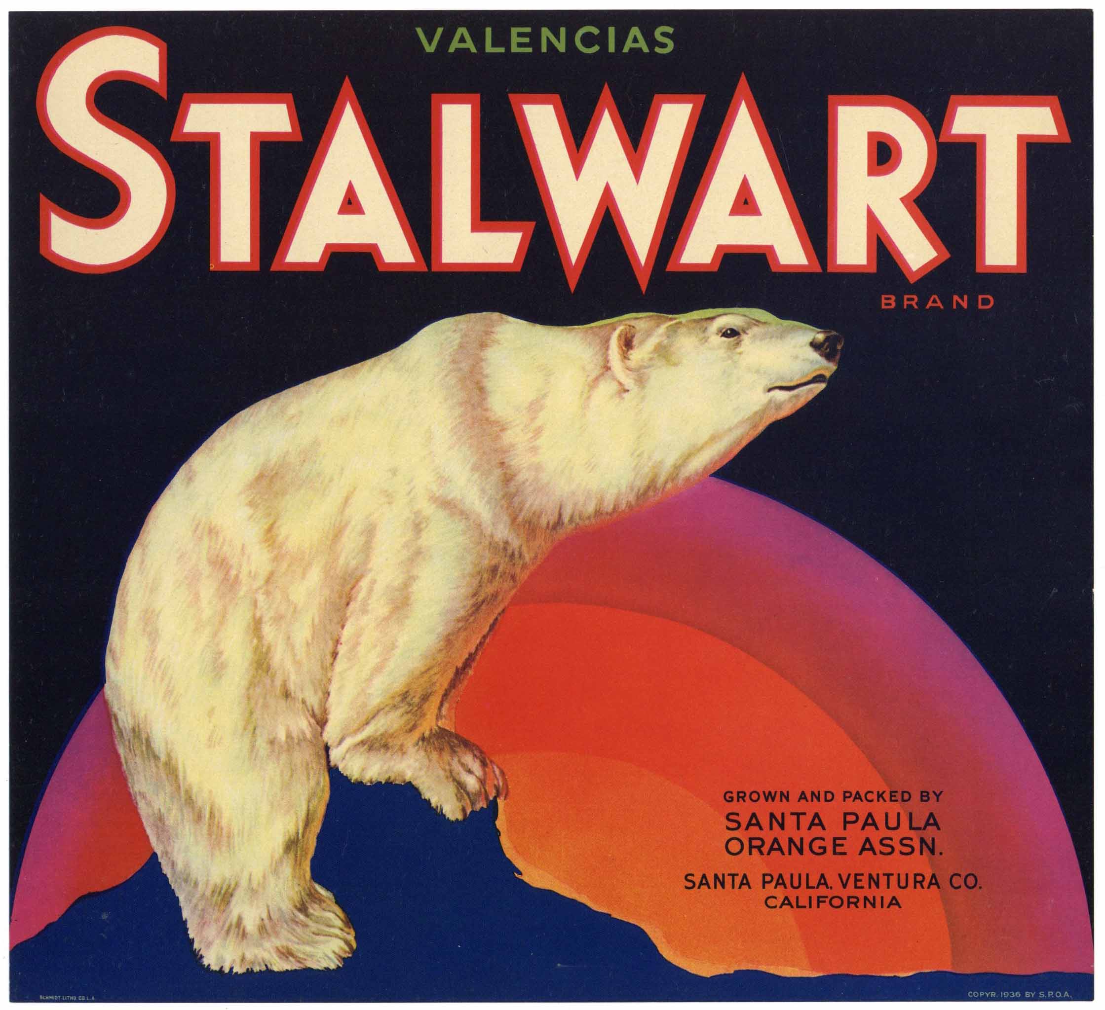 Stalwart Brand Vintage Santa Paula Orange Crate Label thelabelman