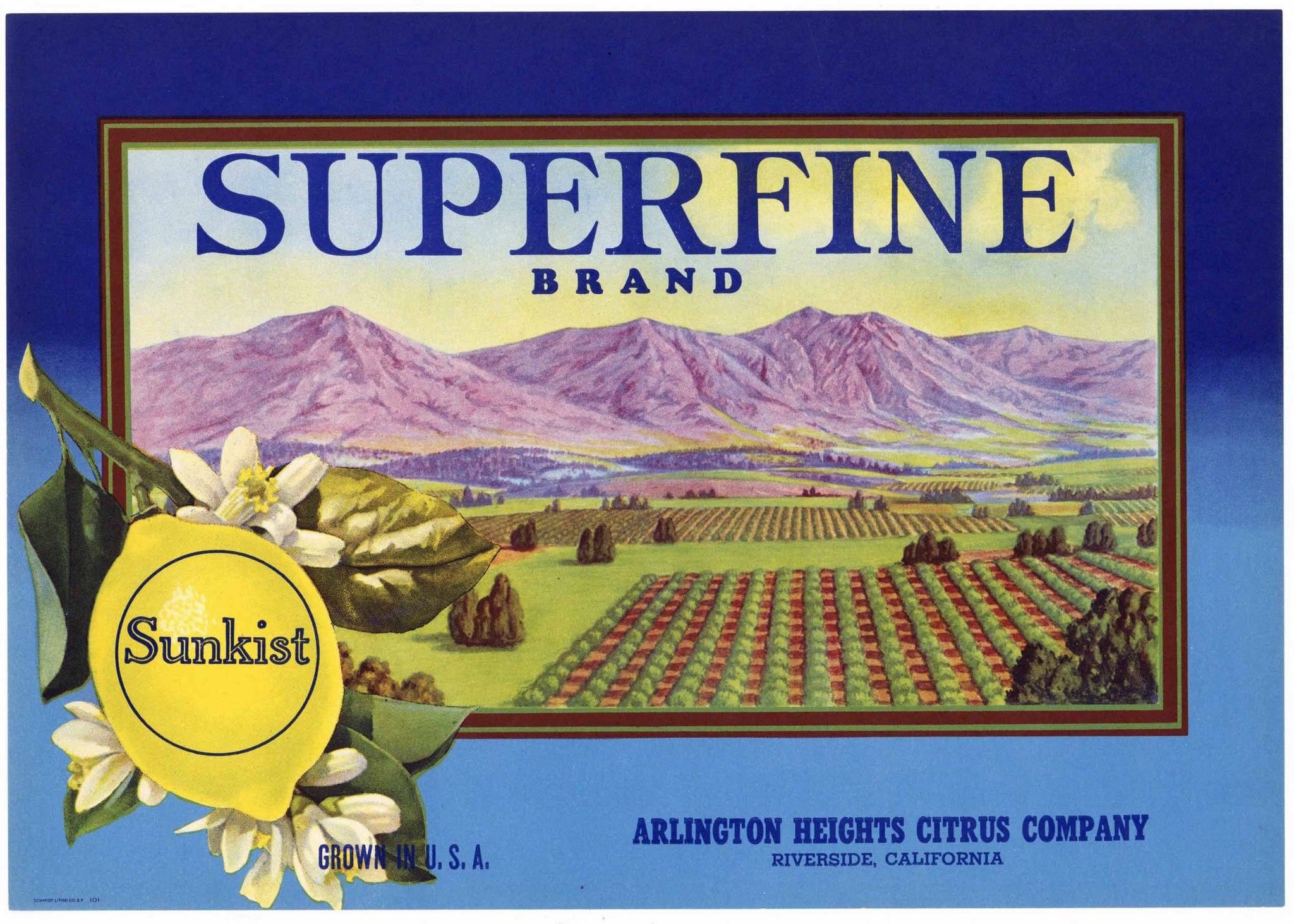 Superfine Brand Vintage Riverside Lemon Crate Label