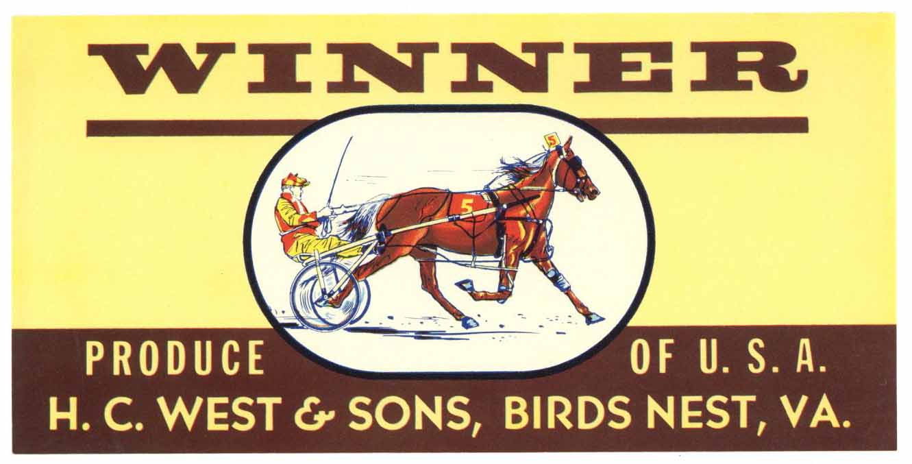 Winner Brand Vintage Birds Nest Virginia Produce Crate Label