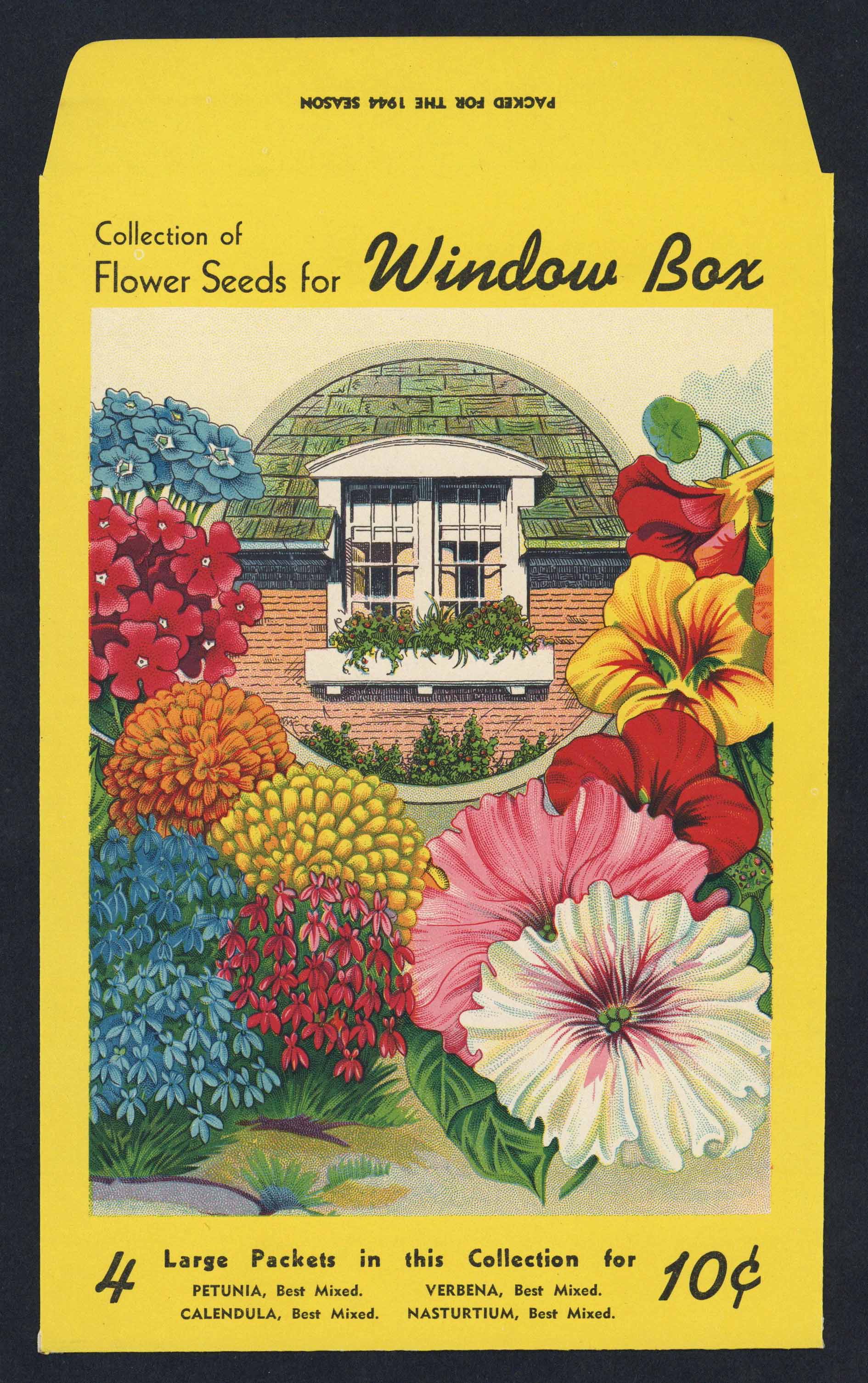 best flower seeds for window boxes Window Box Flowers Antique Genesee Valley Litho. Seed Packet