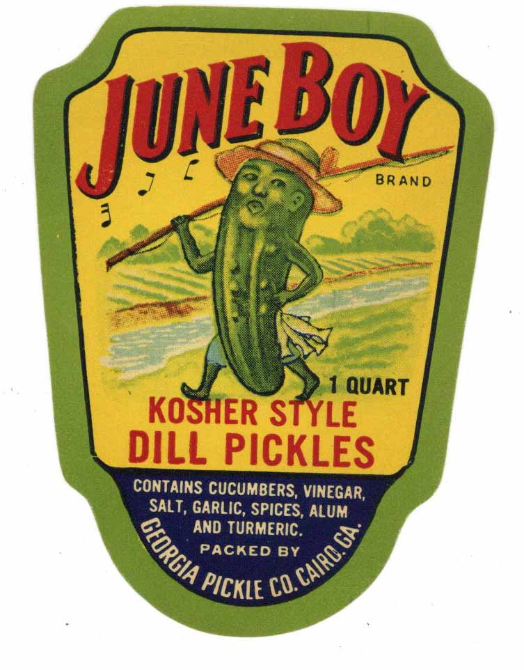 Pickle Bottle Label Collection, One Watermelon Rind Set of 6 Labels