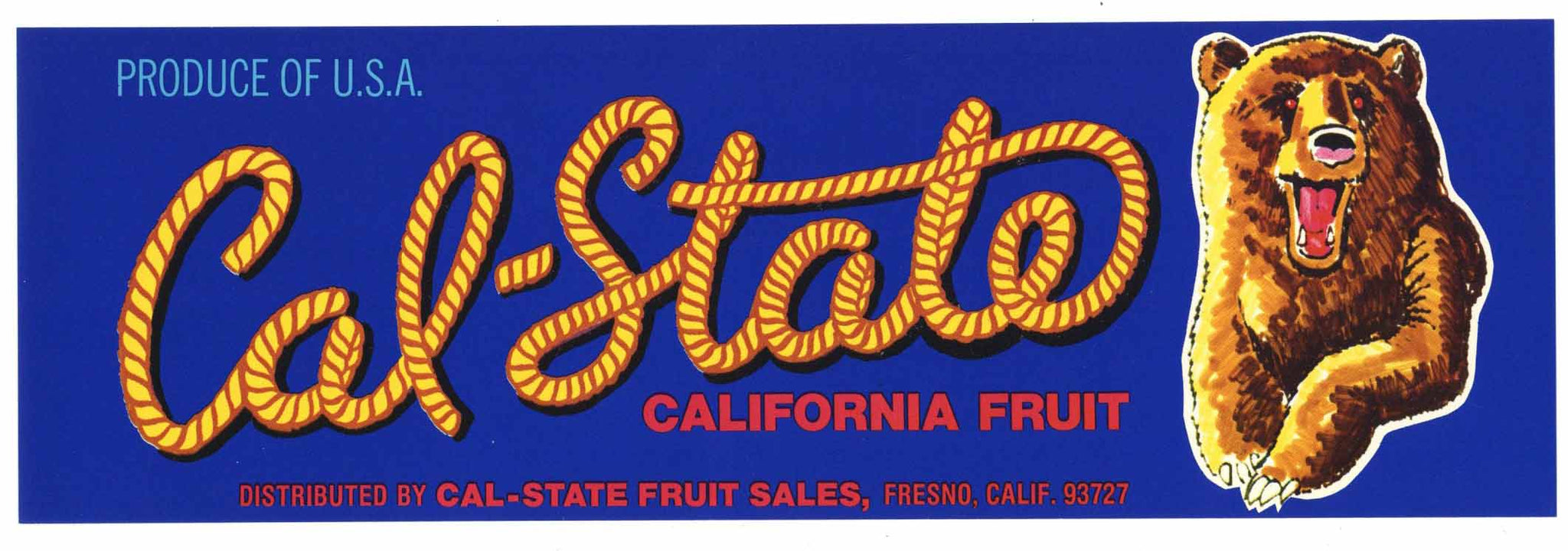 Cal State Brand Vintage Fresno Fruit Crate Label