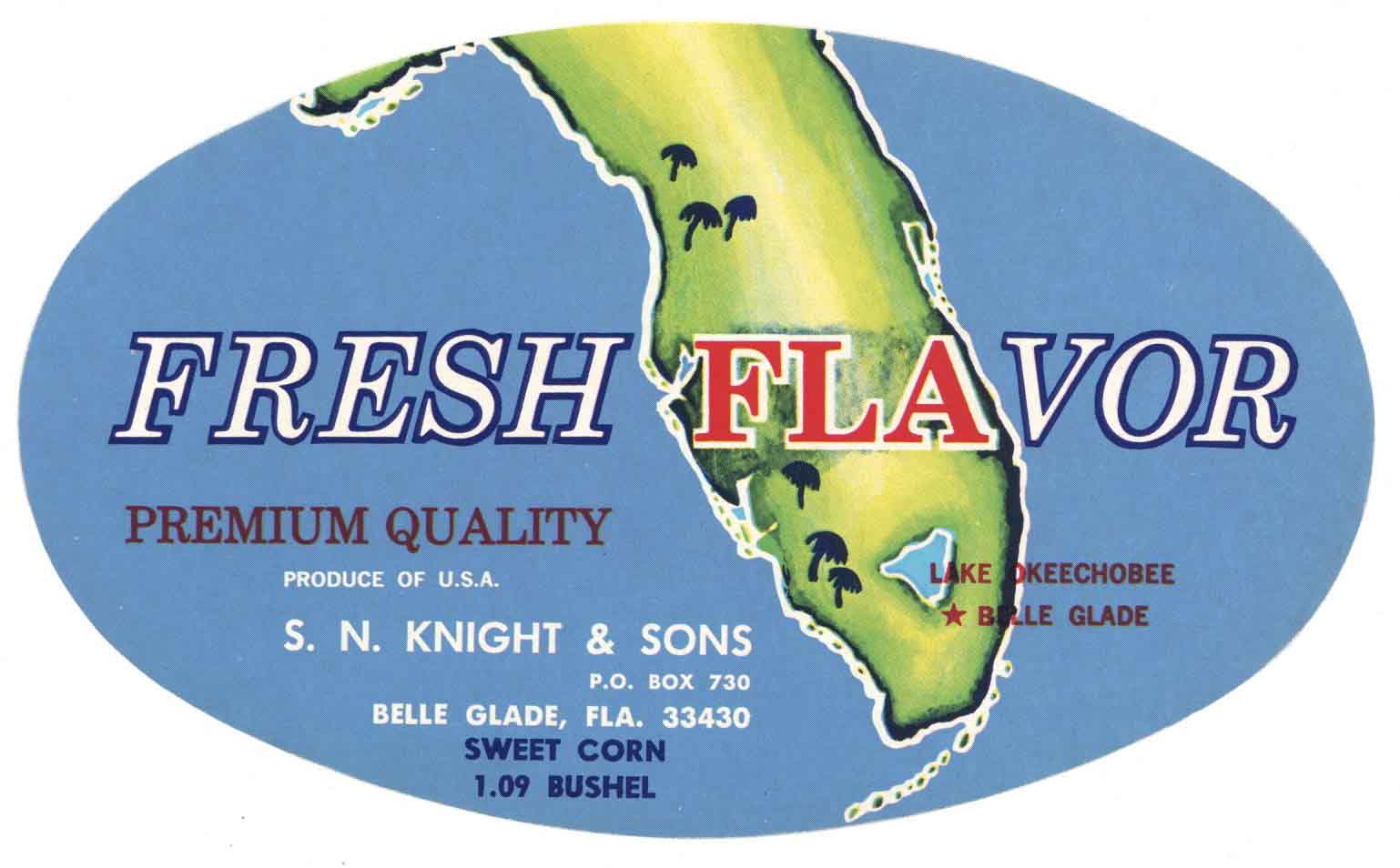Fresh Flavor Brand Vintage Belle Glade Florida Vegetable Crate Label