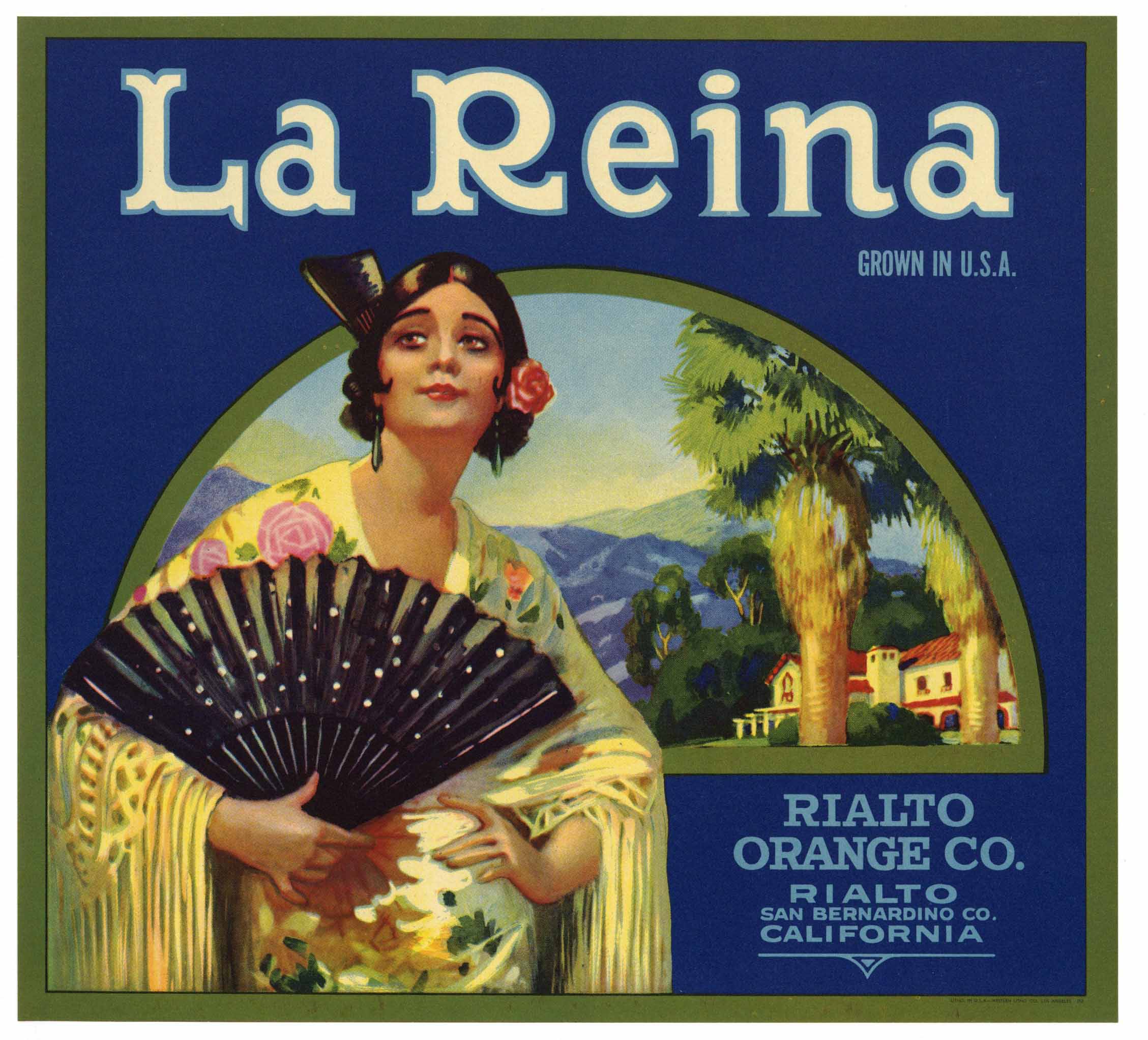 La Reina Brand Vintage Rialto Orange Crate Label thelabelman