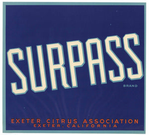 Surpass Brand Vintage Exeter Orange Crate Label