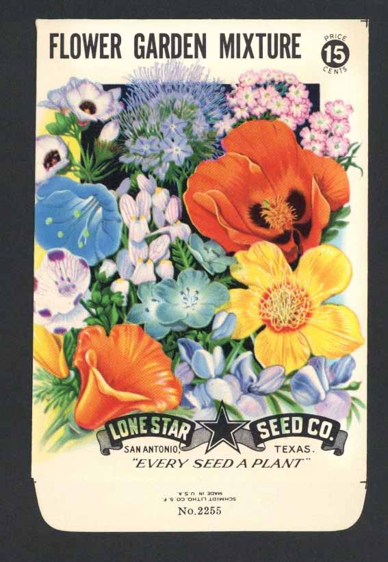 spring flower seed packets Flower Garden Mixture Vintage Lone Star Seed Packet