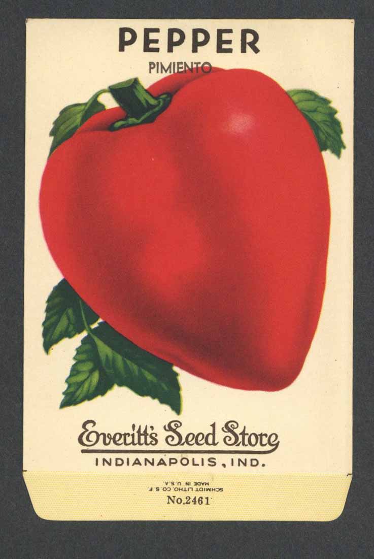 Pepper Vintage Everitt's Seed Packet, Pimiento