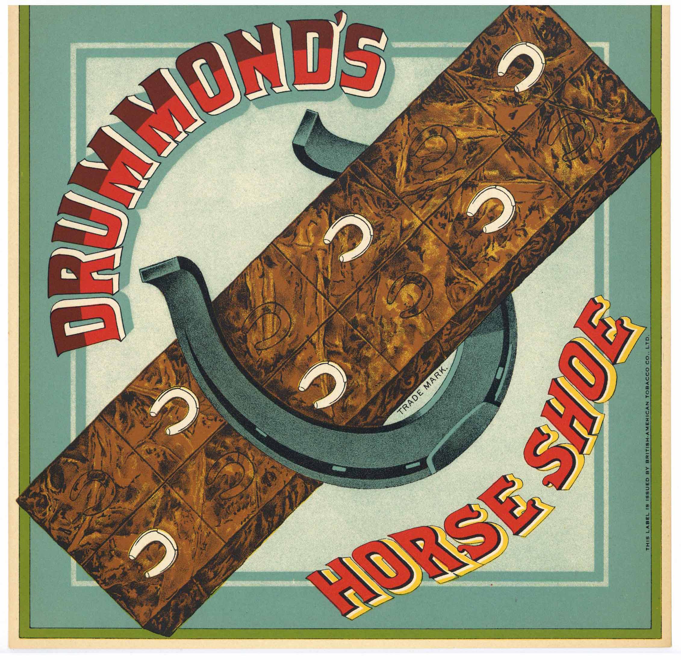 horseshoe tobacco Drummond's Horseshoe Brand Antique Tobacco Caddy Label horseshoe tobacco Drummond's Horseshoe Brand Antique Tobacco Caddy Label