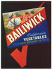 Bailiwick Brand Vintage Santa Barbara County Vegetable Crate Label