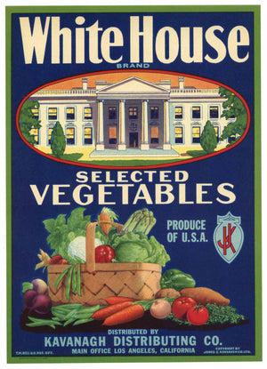 White House Brand Vintage Vegetable Crate Label