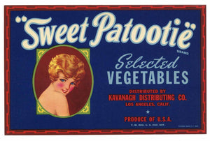Sweet Patootie Brand Vintage Vegetable Crate Label, m