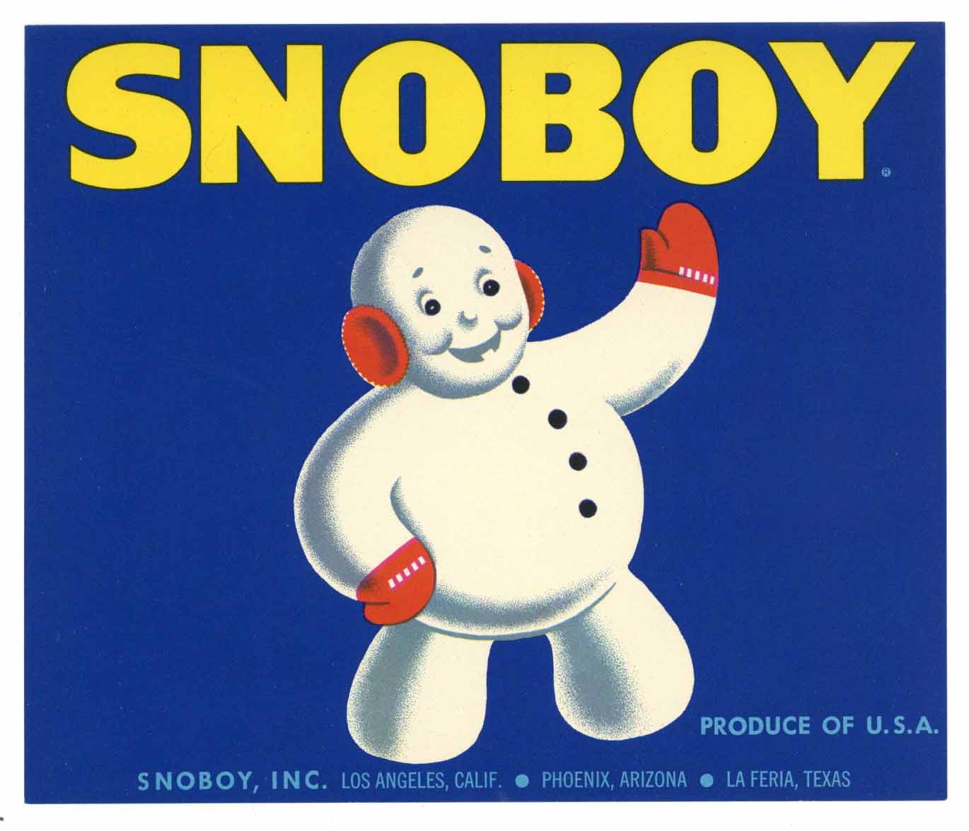 Snoboy Brand Vintage Arizona Texas Produce Crate Label