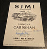 Simi Brand Vintage Healdsburg Sonoma County Carignan Wine Bottle Label
