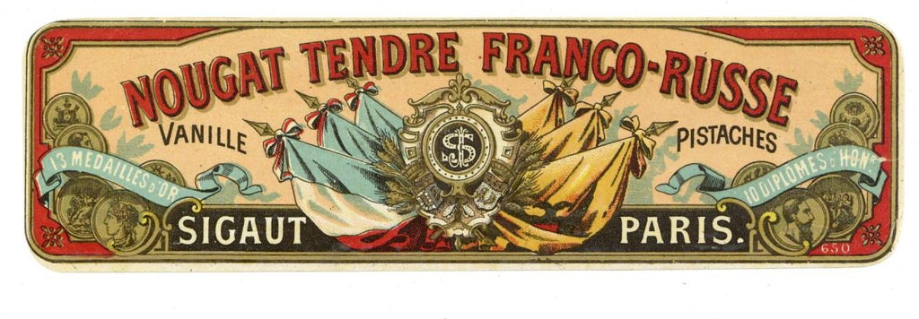 Nougat Tendre Franco-Russe Vintage French Candy Label