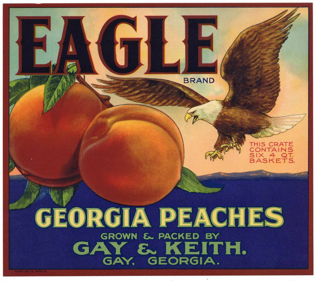 Eagle Brand Vintage Gay Georgia Peach Crate Label, square
