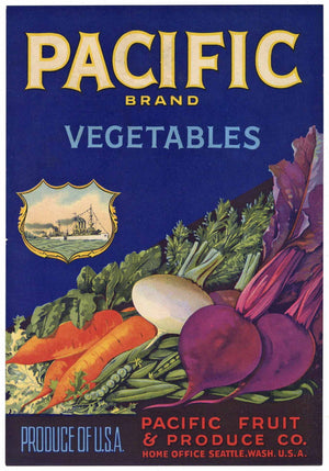 Pacific Brand Vintage Vegetable Crate Label