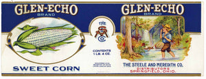Glen-Echo Brand Vintage Springfield Ohio Corn Can Label