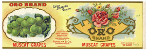 Oro Brand Vintage Muscat Grapes Can Label