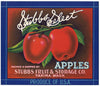 Stubbs Select Brand Vintage Yakima Washington Apple Crate Label, red