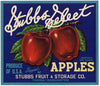 Stubbs Select Brand Vintage Yakima Washington Apple Crate Label, blue
