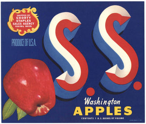 S. S. Brand Vintage Yakima Washington Apple Crate Label