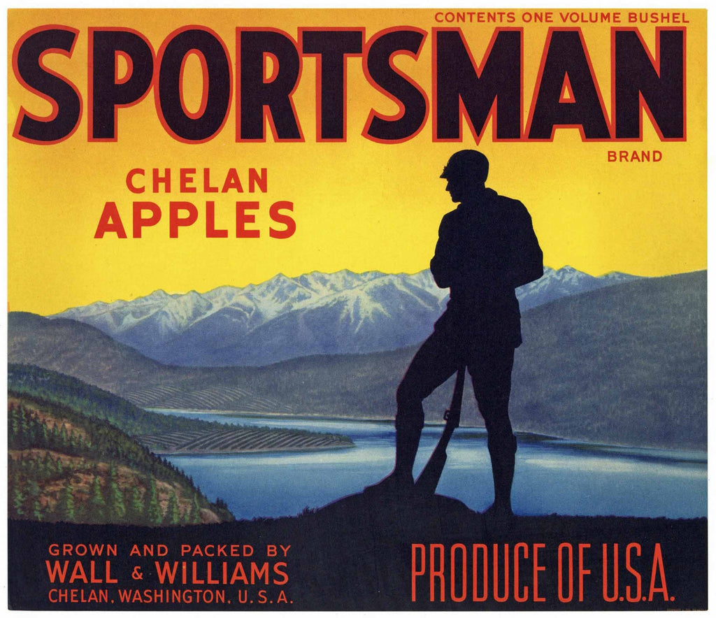 Sportsman Brand Vintage Chelan Washington Apple Crate Label, Wall