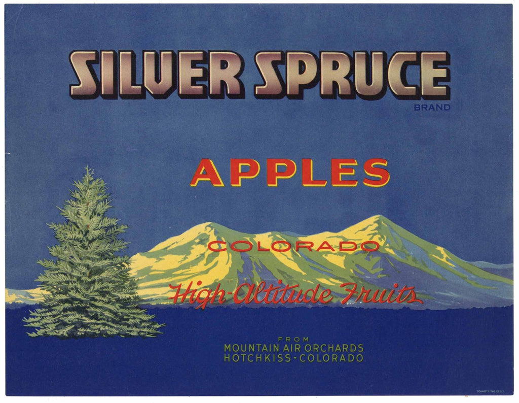 Silver Spruce Brand Vintage Hotchkiss Colorado Apple Crate Label
