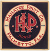 H & P Brand Vintage Palmetto Florida Citrus Crate Label, early version